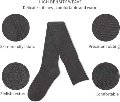 Women Thigh High Socks Extra Long Cotton Knit Warm Winter over the Knee Long Boot Stockings Black (2 Pairs (1 Black+1 Dgrey))…